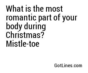 What is the most romantic part of your body during Christmas?  Mistle-toe
