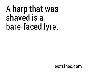 A harp that was shaved is a bare-faced lyre.

