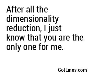 After all the dimensionality reduction, I just know that you are the only one for me.