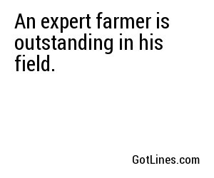 An expert farmer is outstanding in his field.