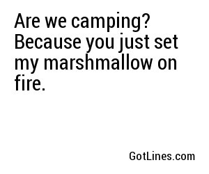 Are we camping? Because you just set my marshmallow on fire.
