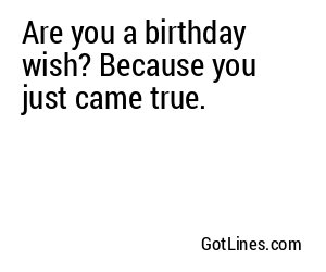 Are you a birthday wish? Because you just came true.
