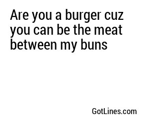 Are you a burger cuz you can be the meat between my buns
