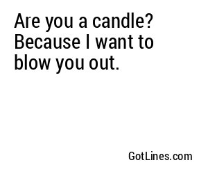Are you a candle? Because I want to blow you out.
