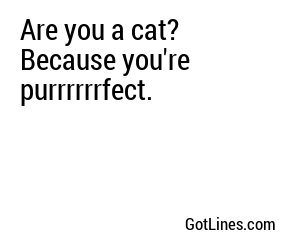 Are you a cat? Because you're purrrrrrfect.