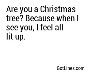 Are you a Christmas tree? Because when I see you, I feel all lit up.
