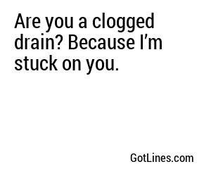 Are you a clogged drain? Because I’m stuck on you.
