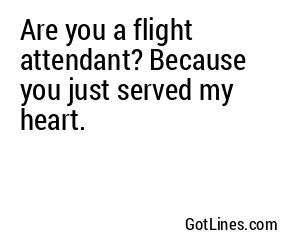 Are you a flight attendant? Because you just served my heart.