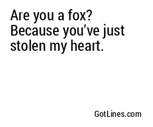 Are you a fox? Because you’ve just stolen my heart with your sly charm.