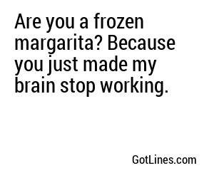 Are you a frozen margarita? Because you just made my brain stop working.
