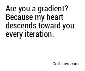Are you a gradient? Because my heart descends toward you every iteration.