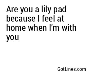 Are you a lily pad? Because I want to hop straight into your heart.