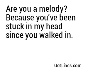 Are you a melody? Because you’ve been stuck in my head since you walked in.