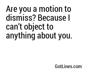 Are you a motion to dismiss? Because I can’t object to anything about you.
