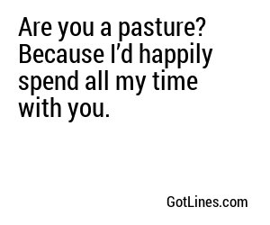 Are you a pasture? Because I’d happily spend all my time with you.