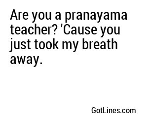 Are you a pranayama teacher? 'Cause you just took my breath away.