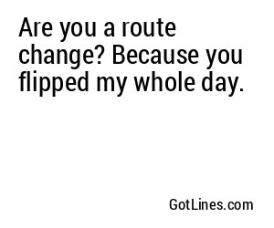 Are you a route change? Because you flipped my whole day.