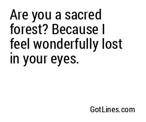 Are you a sacred forest? Because I feel wonderfully lost in your eyes.