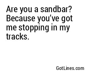 Are you a sandbar? Because you’ve got me stopping in my tracks.