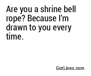 Are you a shrine bell rope? Because I’m drawn to you every time.