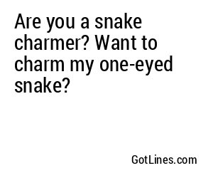Are you a snake charmer? Want to charm my one-eyed snake?