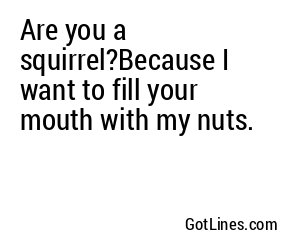 Are you a squirrel?Because I want to fill your mouth with my nuts.