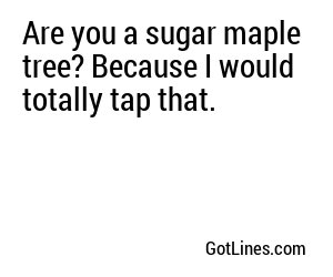 Are you a sugar maple tree? Because I would totally tap that.
