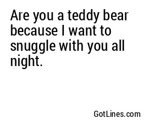 Are you a teddy bear because I want to snuggle with you all night.