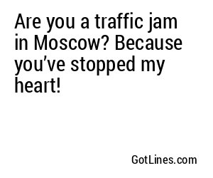 Are you a traffic jam in Moscow? Because you’ve stopped my heart!