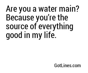 Are you a water main? Because you’re the source of everything good in my life.
