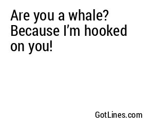 Are you a whale? Because I’m hooked on you!