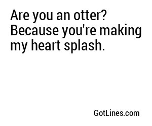 Are you an otter? Because you're making my heart splash.
