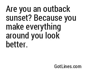 Are you an outback sunset? Because you make everything around you look better.