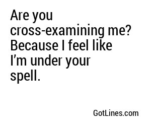 Are you cross-examining me? Because I feel like I’m under your spell.
