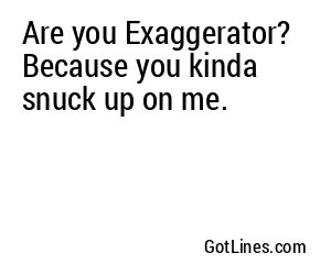 Are you Exaggerator? Because you kinda snuck up on me.