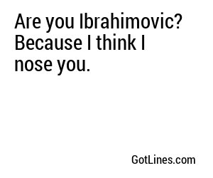 Are you Ibrahimovic? Because I think I nose you.
