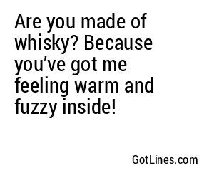 Are you made of whisky? Because you’ve got me feeling warm and fuzzy inside!