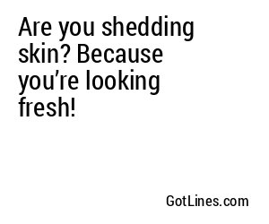 Are you shedding skin? Because you’re looking fresh!