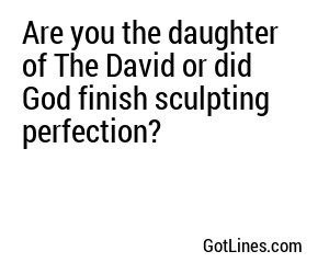 Are you the daughter of The David or did God finish sculpting perfection?
