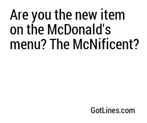 Are you the new item on the McDonald's menu? The McNificent?
