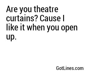 Are you theatre curtains? Cause I like it when you open up.
