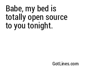 Babe, my bed is totally open source to you tonight.