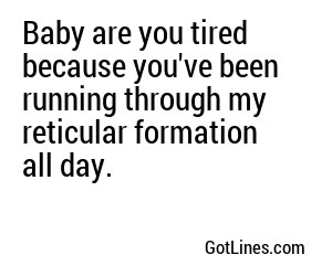 Baby are you tired because you've been running through my reticular formation all day.
