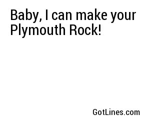 Baby, I can make your Plymouth Rock! 
