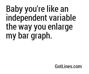 Baby you're like an independent variable the way you enlarge my bar graph.
