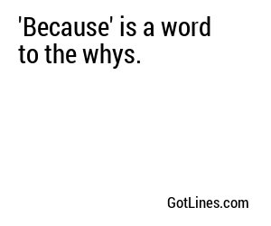 'Because' is a word to the whys.
