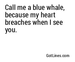 Call me a blue whale, because my heart breaches when I see you.