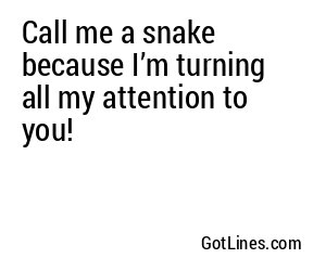 Call me a snake because I’m turning all my attention to you!