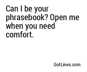 Can I be your phrasebook? Open me when you need comfort.