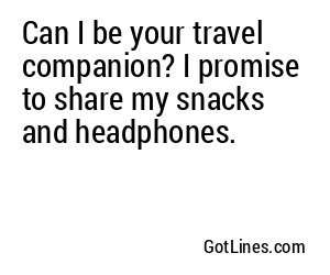 Can I be your travel companion? I promise to share my snacks and headphones.
